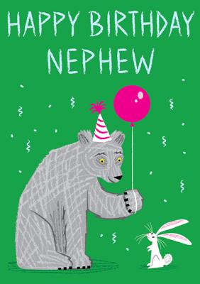 57AQ10 - Happy Birthday Nephew (Bear) Birthday Card