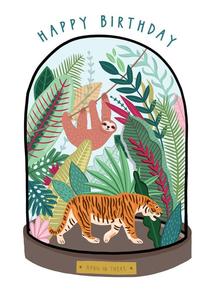 57BB81 - Happy Birthday (Jungle Bell Jar) Greeting Card (6 Cards)