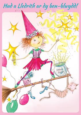 57DG89 - Magical Birthday Witch Birthday Card (Welsh)