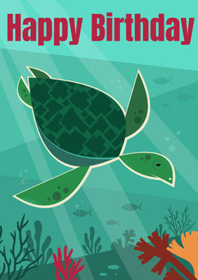 57MW14 - Happy Birthday (Turtle) Greeting Card (6 Cards)