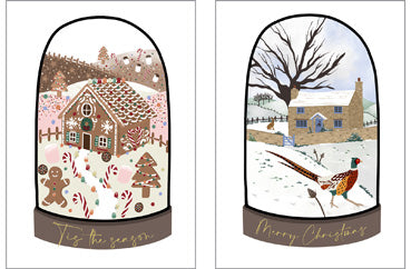 57TS508 - Festive Snow Globe Scenes Christmas Pack (6 cards in pack - 3 of each design)