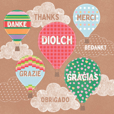 DGS131 - Diolch (Thanks) Balloon Greeting Card (Welsh) (6 Cards)