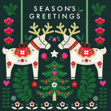 FXM105 - Festive Greetings Reindeer Foil Christmas Card (4 cards in Pack) (3 packs in unit)