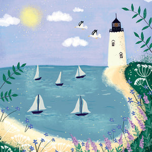 JLF101 - Lighthouse and Yachts Greeting Card