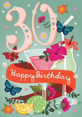 LBS104 - 30th Birthday (Cocktails) Greeting Card