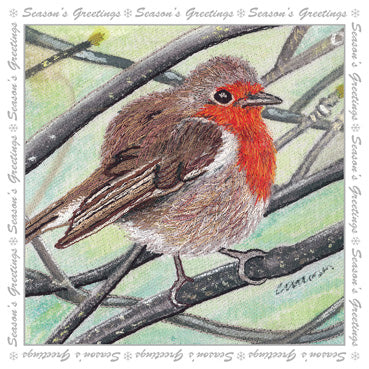 LXM133 - Ruffled Robin Christmas Card Pack (5 cards) 1 unit = 3 packs