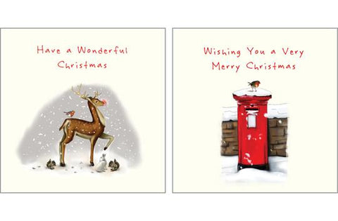 NC-XM535 - Reindeer and Postbox Christmas Card Pack  (3 Packs of 6 cards)
