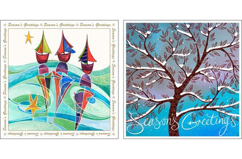 NC-XM539 - Three Ships/Winter Tree Christmas Pack  (3 Packs of 6 cards)