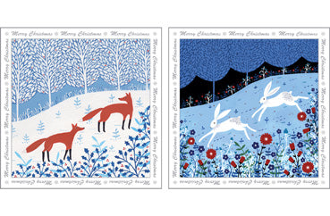 NC-XM550 - Foxes and Hares Christmas Notecard Pack  (3 Packs of 6 cards)