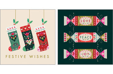 NC-XM551 - Stockings and Crackers Notecard Pack  (3 Packs of 6 cards)