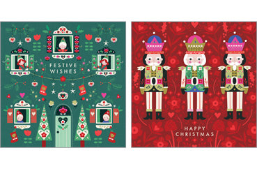 NC-XM552 - Festive Wishes/Nutcracker Christmas Notecard Pack  (3 Packs of 6 cards)