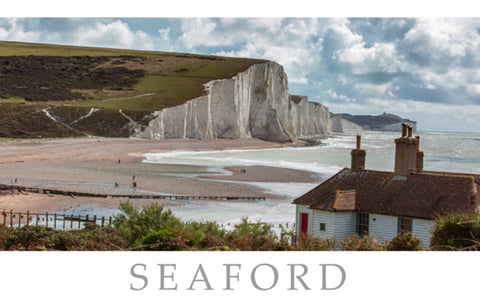PSX528 - Seven Sisters and Seaford Fishermans Cottages Postcard (25 Postcards)