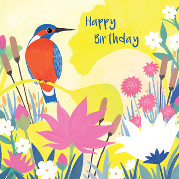 SSH112 - Kingfisher Happy Birthday Card (6 Cards)