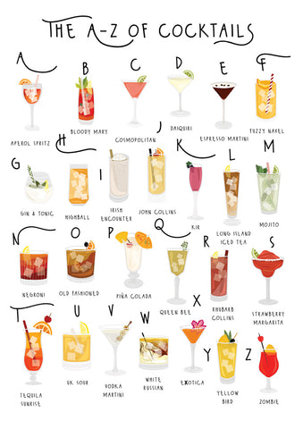 57BB100 - The A-Z of Cocktails Greeting Card (6 Cards)