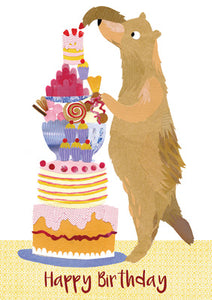 57KT01 - Bear & Cake Birthday Card (6 Cards)