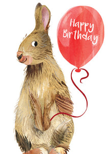 57KT02 - HAppy Birthday Rabbit with Balloon Greeting Card (6 Cards)