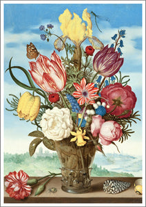 57TC01 - Bouquet of Flowers on Ledge (Ambrosius Bosschaert) Greeting Card (6 Cards)