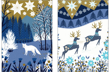 57TS513 - Winter Fox and Stag Christmas Card Pack (6 cards 2 designs)