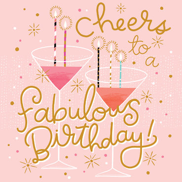 CYF102 - Cheers to a Fabulous Birthday Greeting Card (Foil) (6 Cards)