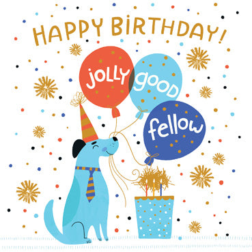 CYF105 - Carte d'anniversaire Jolly Good Fellow (finition aluminium) (6 cartes)