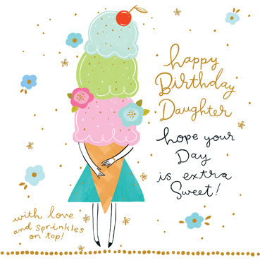 CYF116 - HAppy Birthday Daughter (Ice Cream) Birthday Card (6 Cards)