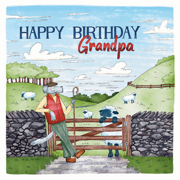 ECR104 - Happy Birthday Grandpa (Shepherd) Greeting Card (6 Cards)