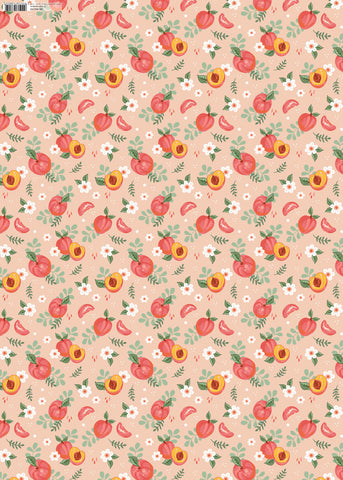 GW-ANG764 - Peaches Gift Wrap (6 sheets with tags)