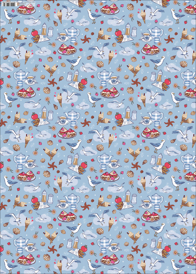 GW-ANG767 - Seaside Gift Wrap (Packaged with Tags - 6 individually packaged sheets)