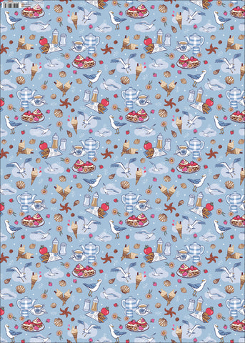 GW-ANG767 - Seaside Gift Wrap (Packaged with Tags - 6 individually packaged sheets)
