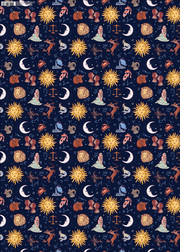 GW-ANG768 - Zodiac Gift Wrap (6 folded sheets individually packaged with tags)