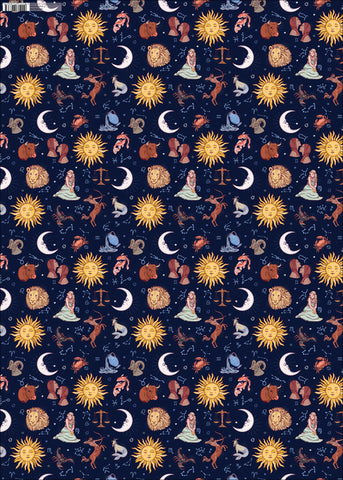GW-ANG768 - Zodiac Gift Wrap (6 folded sheets individually packaged with tags)