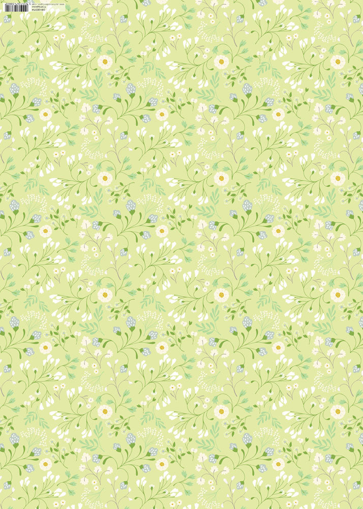 GW-GED754 - White Floral Gift Wrap (6 Sheets and Tags)