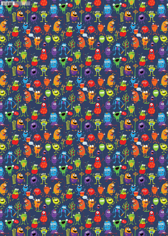 GW-GED755 - Monsters Gift Wrap (6 sheets and tags)