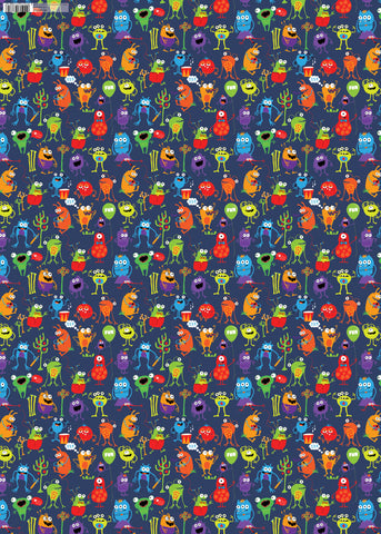 GW-GED755 - Monsters Gift Wrap (6 sheets and tags)