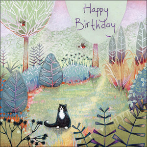 HM154 - Cat in the Garden Birthday Card (6 Cards)