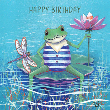 HM157 - Frog on Lily Pad Birthday Card (6 Cards)