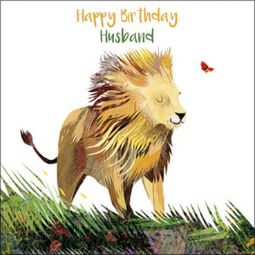 KS106 - Happy Birthday Husband (Lion) Greeting Card (6 Cards)