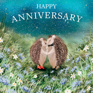 LIA102 - Anninversary Hedgehogs Greeting Card (6 Cards)