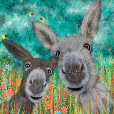 LIA103 - Donkeys and FIreflies Greeting Card (6 Cards)