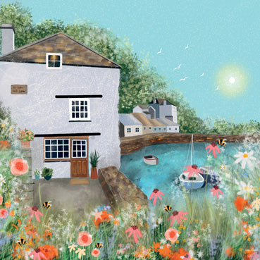 LIA104 - Bumblebees at Polperro Greeting Card (6 Cards)