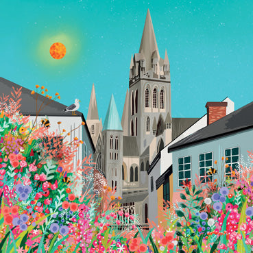 LIA112 - Truro Cathedral Blue Sky Day Greeting Card (6 Cards)