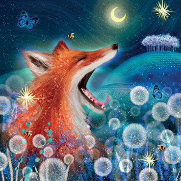 LIA119 - Dandelions and Fox Greeting Card (6 cards)