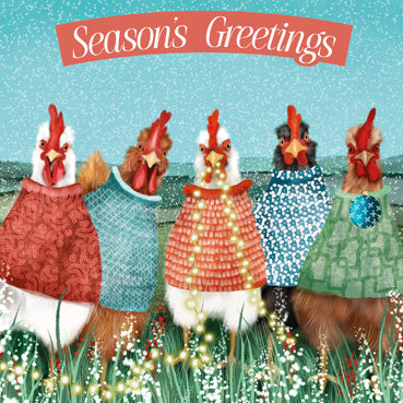 LXM147 - Christmas Hens Christmas Card Pack (5 Cards) (1 unit = 3 packs)