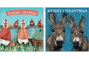 NC-XM565 - Christmas Chickens and Donleys Pack (6 Cards) (1 unit =3 packs)