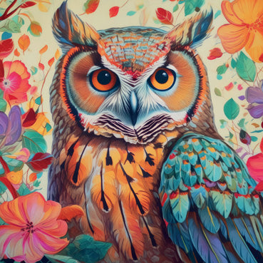 RT172 - Colourful Owl Art Card (6 Cards)