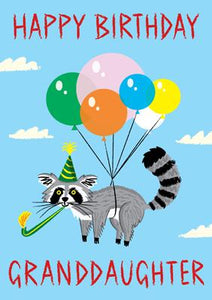 57AQ09 - Happy Birthday Granddaughter (Raccoon) Birthday Card