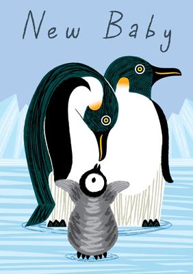 57AQ11 - Nouveau bébé (famille Penguin) Carte de vœux