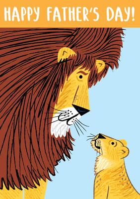 57AQ16 - Happy Fathers Day (Lion and Cub) Greeting Card