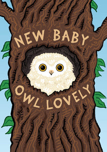 57AQ22 - Carte de vœux « Owl Lovely » pour nouveau-né (6 cartes)