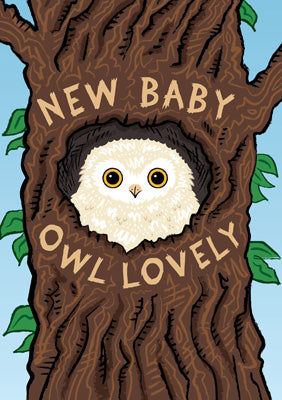 57AQ22 - Carte de vœux « Owl Lovely » pour nouveau-né (6 cartes)